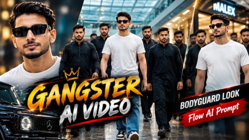 Gangster Style Mall Walk AI Video | Bodyguard Look | Flow AI Prompt